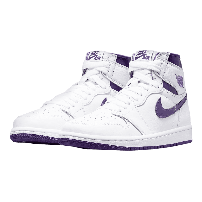 Tênis Air Jordan 1 High "Court Purple (W)" Feminino Branco / Roxo