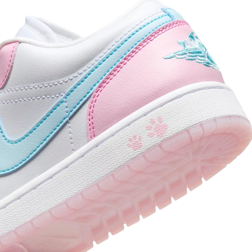Tênis Air Jordan 1 Low "Paw Print" Rosa / Azul