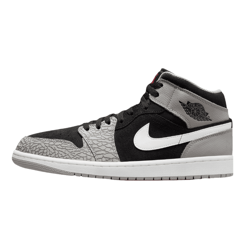 Tênis Air Jordan 1 Mid "Elephant Print" Masculino Cinza / Preto