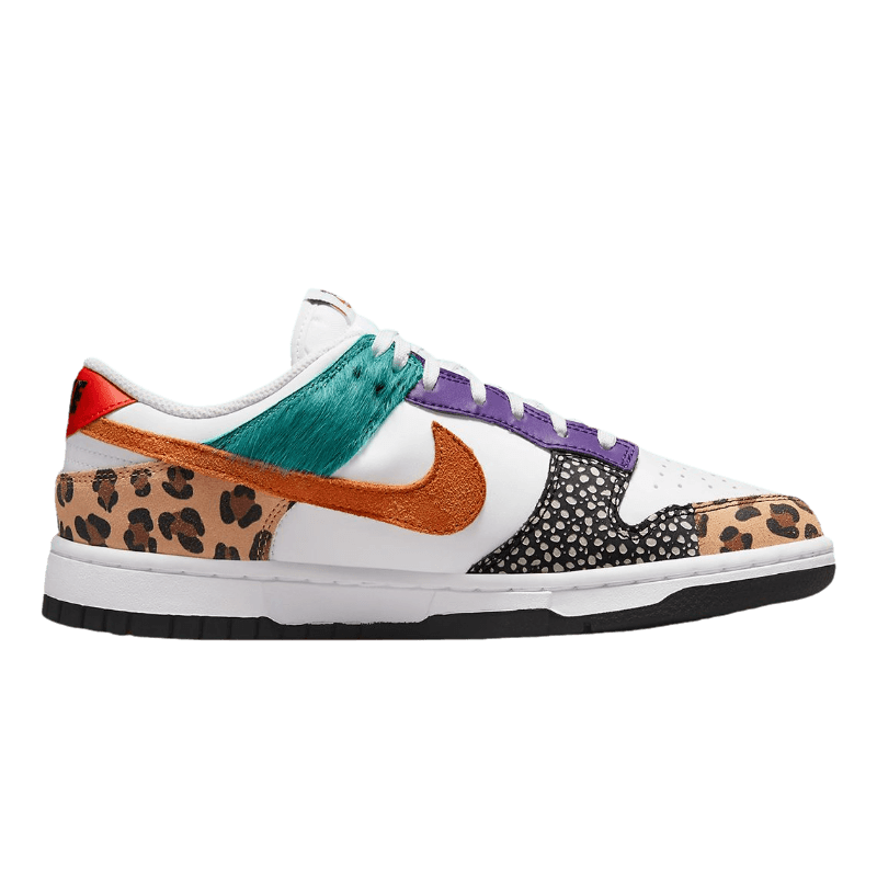Tênis Dunk Low "Safari Mix Patchwork" Feminino Branco