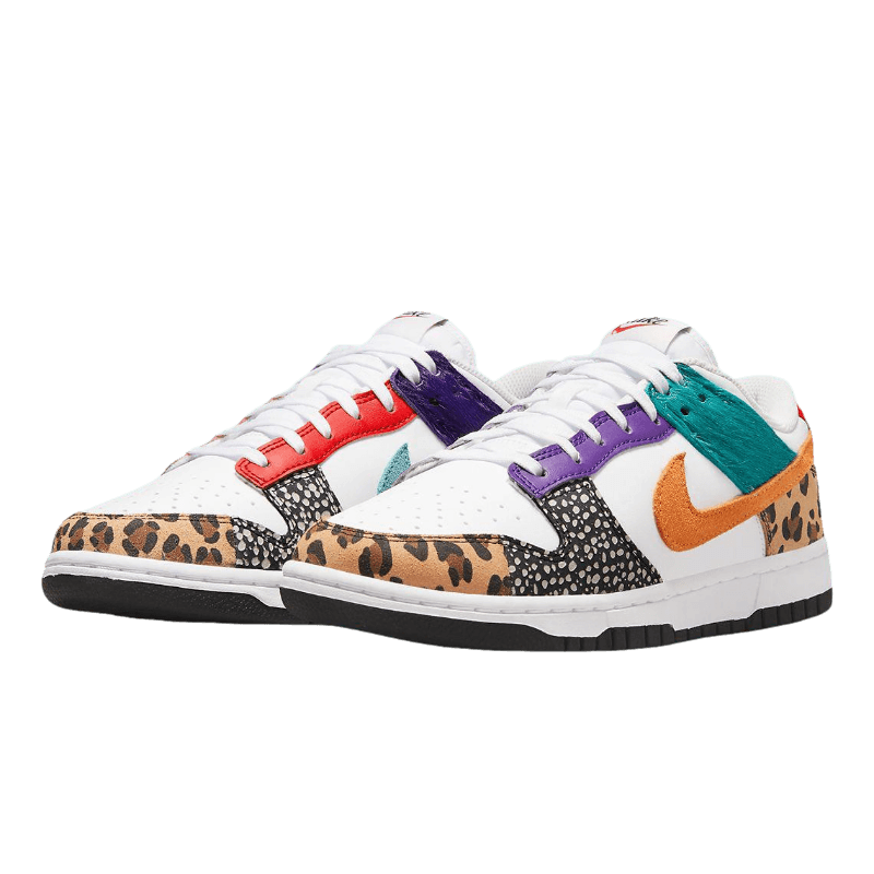 Tênis Dunk Low "Safari Mix Patchwork" Feminino Branco