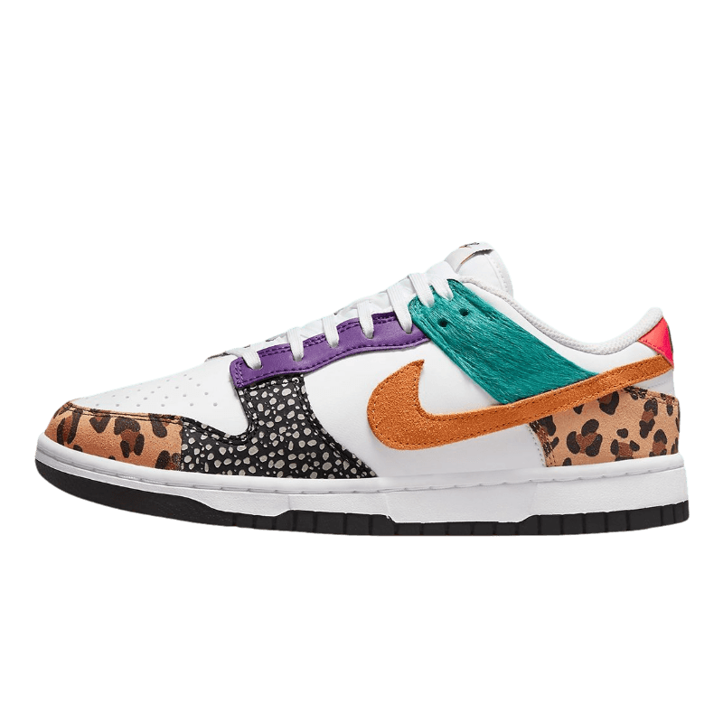 Tênis Dunk Low "Safari Mix Patchwork" Feminino Branco