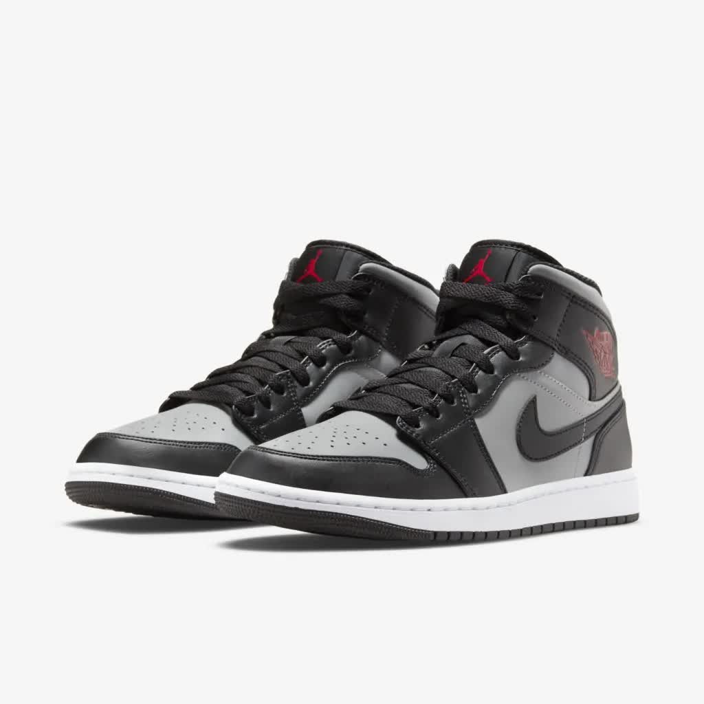 Tênis Air Jordan 1 Mid "Shadow Red" Preto / Cinza