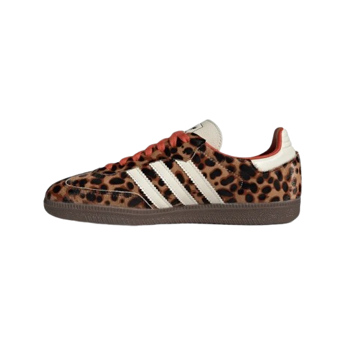 Tênis Adidas Samba OG "Preloved Red Leopard" Feminino Marrom